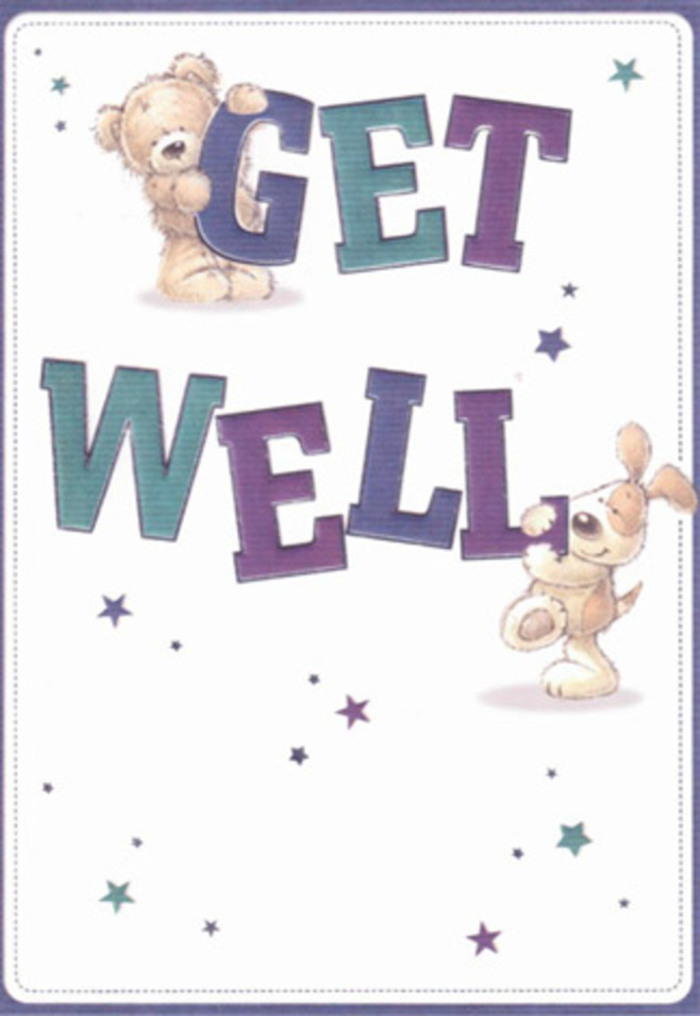 This get well card is like a gentle breath of encouragement with strong local roots, reflecting the supportive spirit of Barking's community. The friendly illustrations-a plush bear and a floppy-eared puppy-anchor the scene, both surrounded by a cascade of twinkling stars painted in lively purples and teals. These bursts of light float across a spotless white backdrop, allowing hope and cheer to shine through, much like a fresh bouquet delivered from Barking Florist for a neighbour's speedy recovery. The oversized, confident typography-bold shades of aqua and deep purple-grounds the composition, while the tactile depiction of the bear's fluff and the puppy's velvety ears adds a sense of comforting presence. This design, crafted with artistic attention to every brushstroke, is a beacon of positivity-a perfect companion for heartfelt messages sent to loved ones recuperating in Barking's caring neighbourhoods. Imagining this card next to a floral gift, one feels the combined radiance of artistry, thoughtfulness, and community spirit.